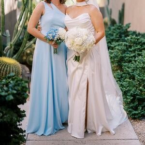 David's Bridal Sky Blue Bridesmaid Dress